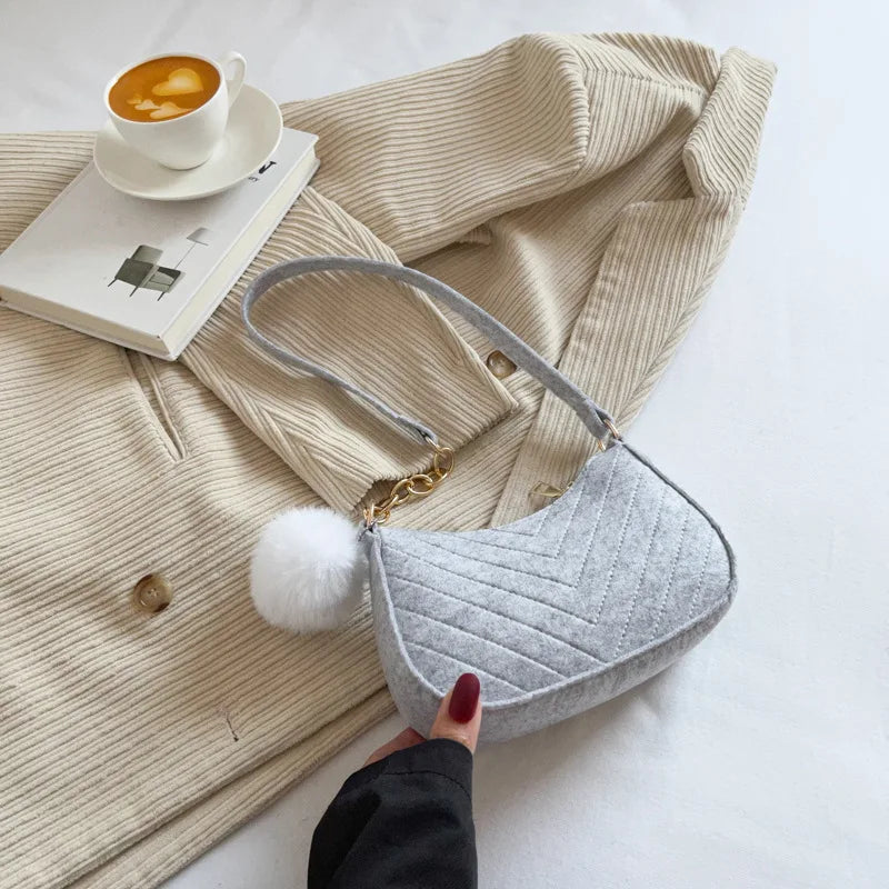 Felt Crescent Underarm Shoulder Bag