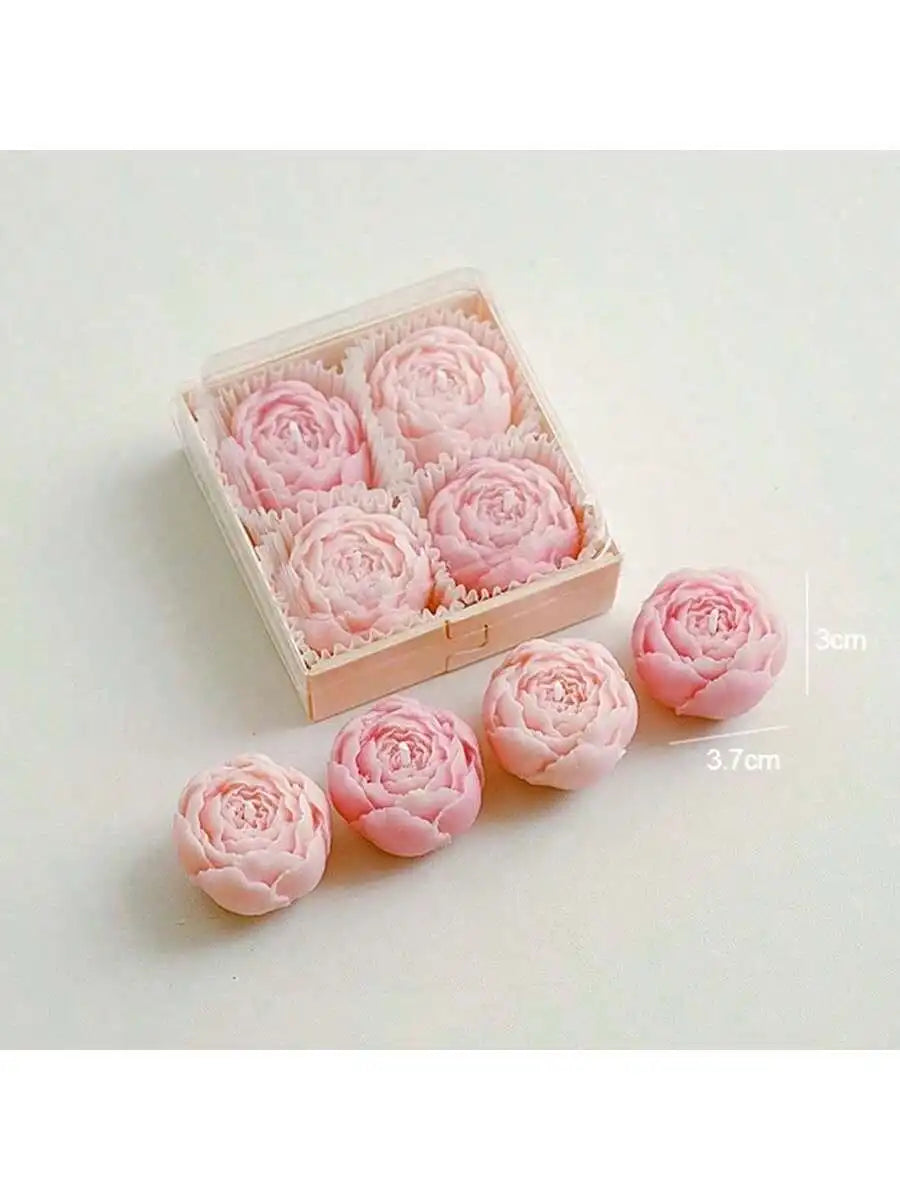 Handmade Rose Bouquet Candles, Set of 4