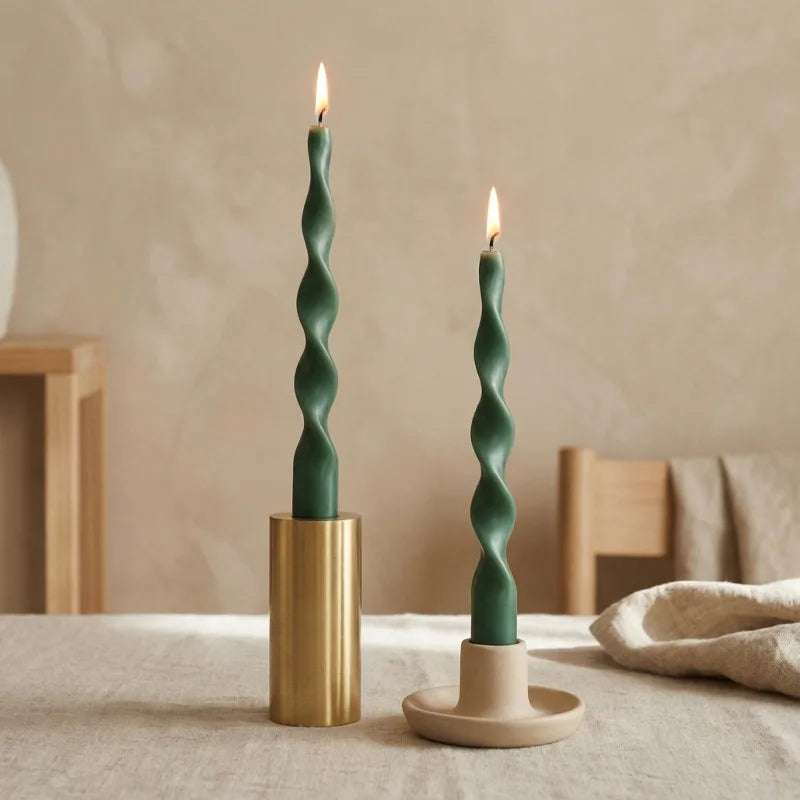 Spiral Twisted Taper Candles, Set of 2