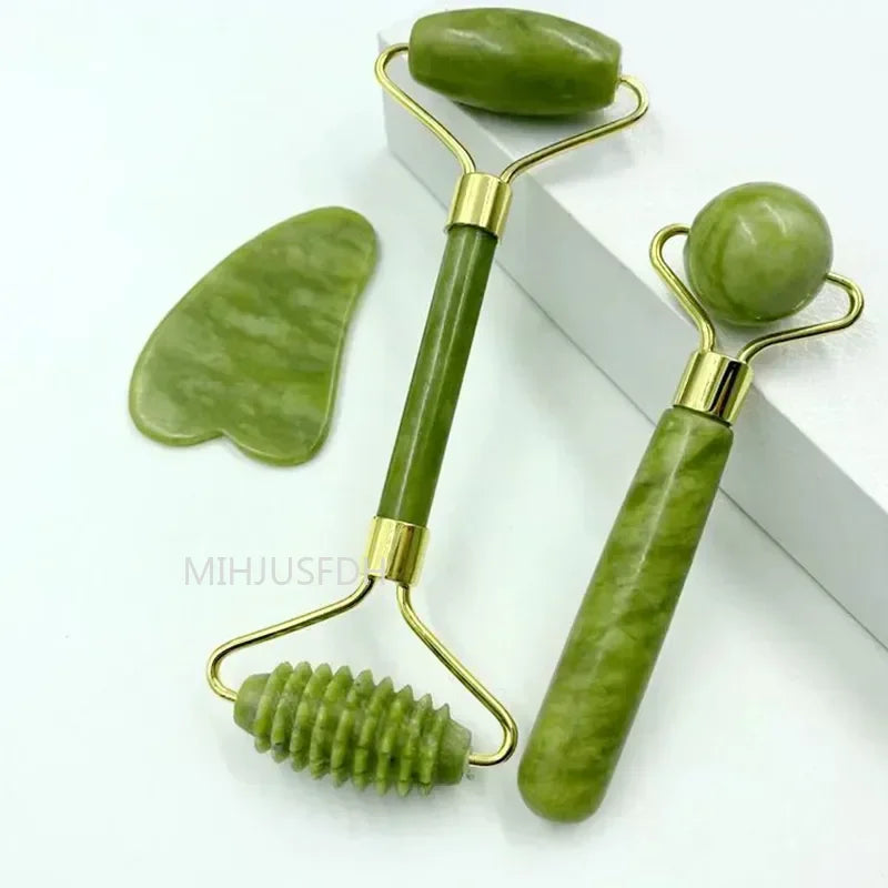 Natural Jade Facial Roller and Gua Sha Set
