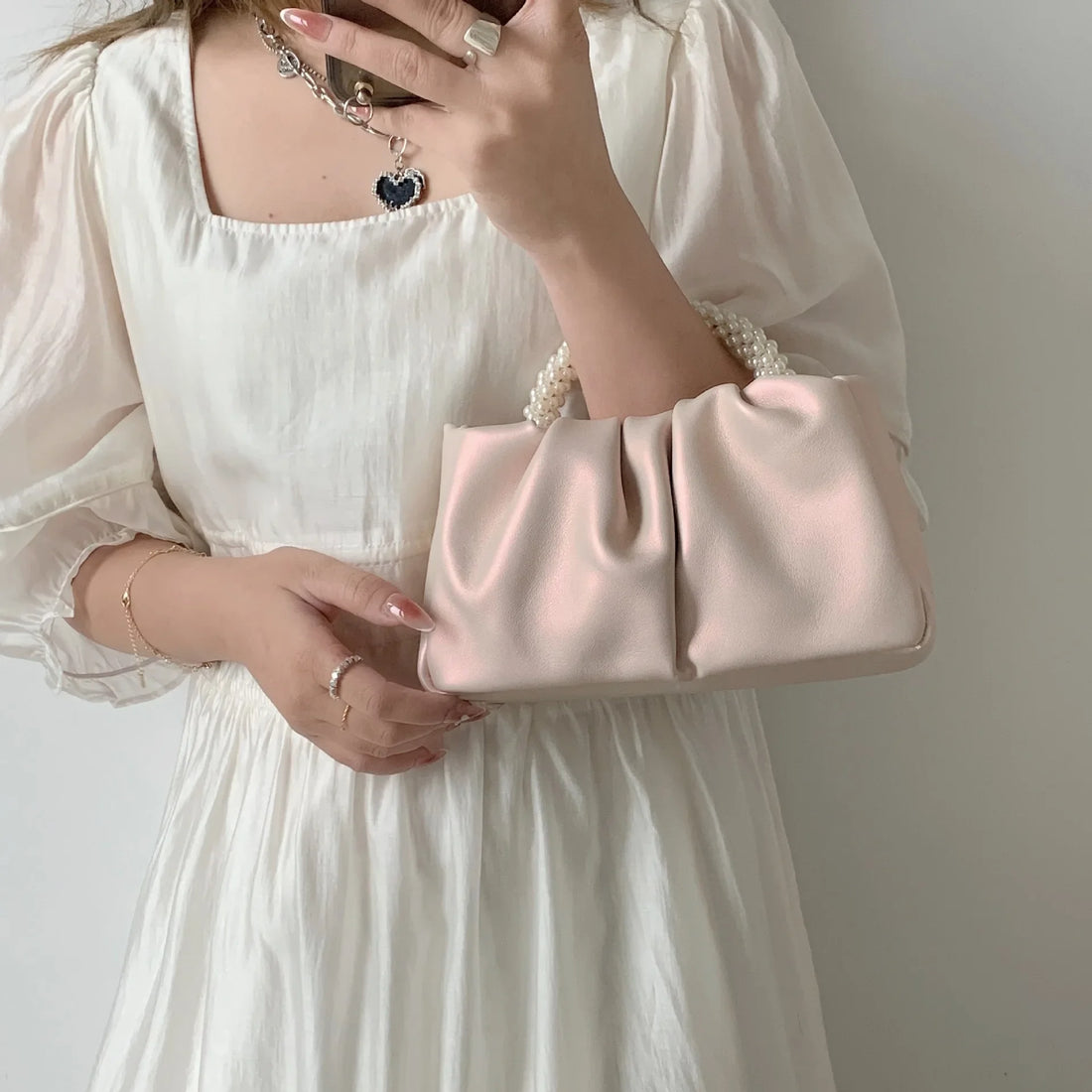 Pearl Handle Evening Clutch Bag