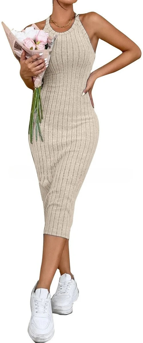 Ribbed Knit Longline Tank Dress