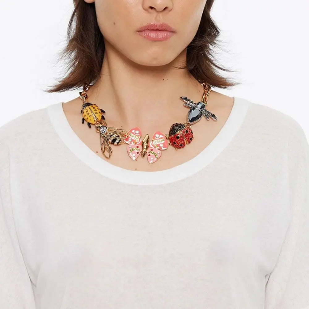 Enamel Butterfly Chunky Chain Necklace