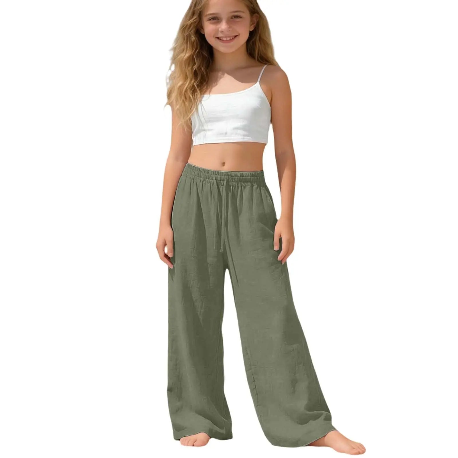Girls Wide Leg Palazzo Beach Trousers