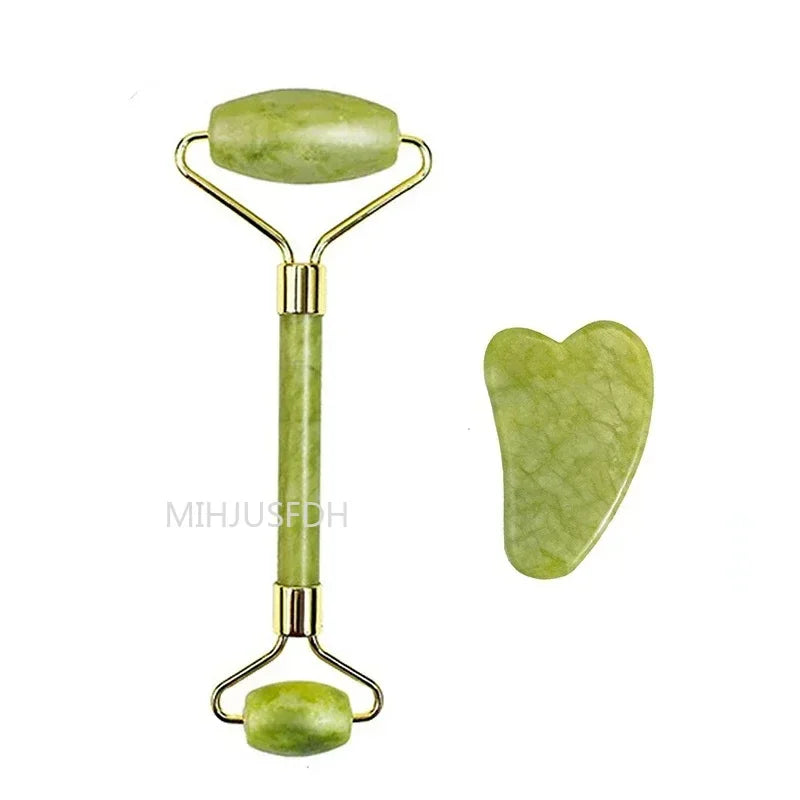 Natural Jade Facial Roller and Gua Sha Set