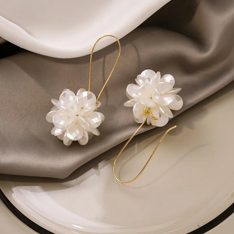 Pearl Petal Ball Drop Earrings