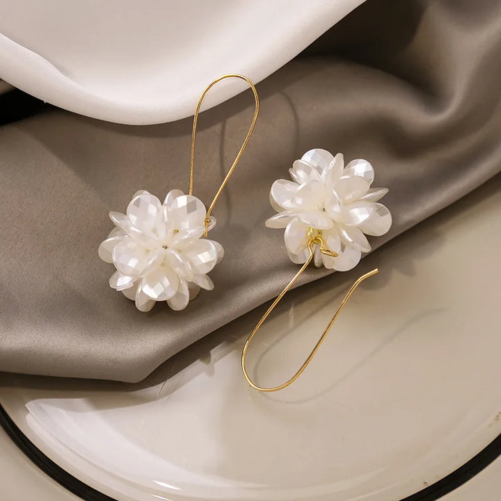 Pearl Petal Ball Drop Earrings