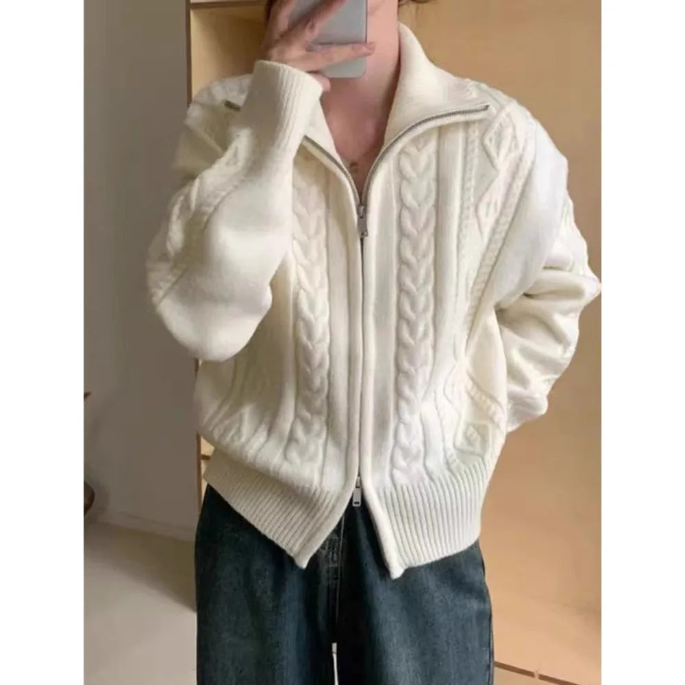 Pure Cashmere Turtleneck Zip Cardigan