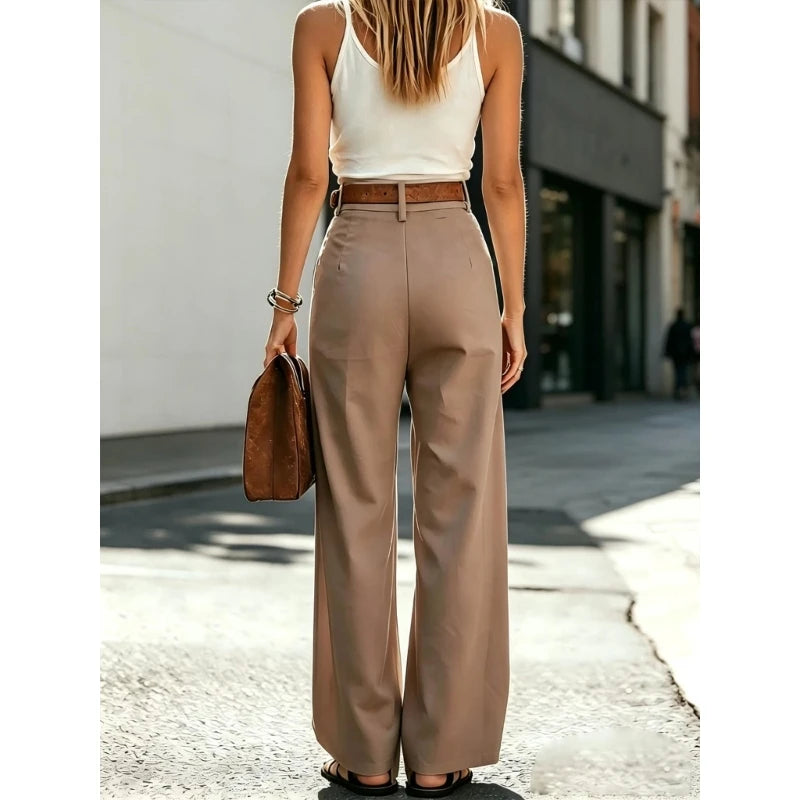 Pleated Wide Leg Suit Trousers