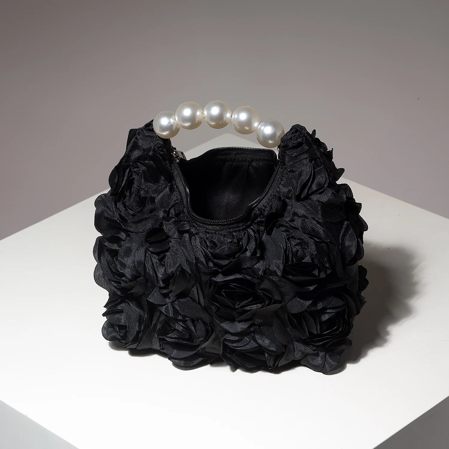 Floral Pearl Half Moon Clutch Bag