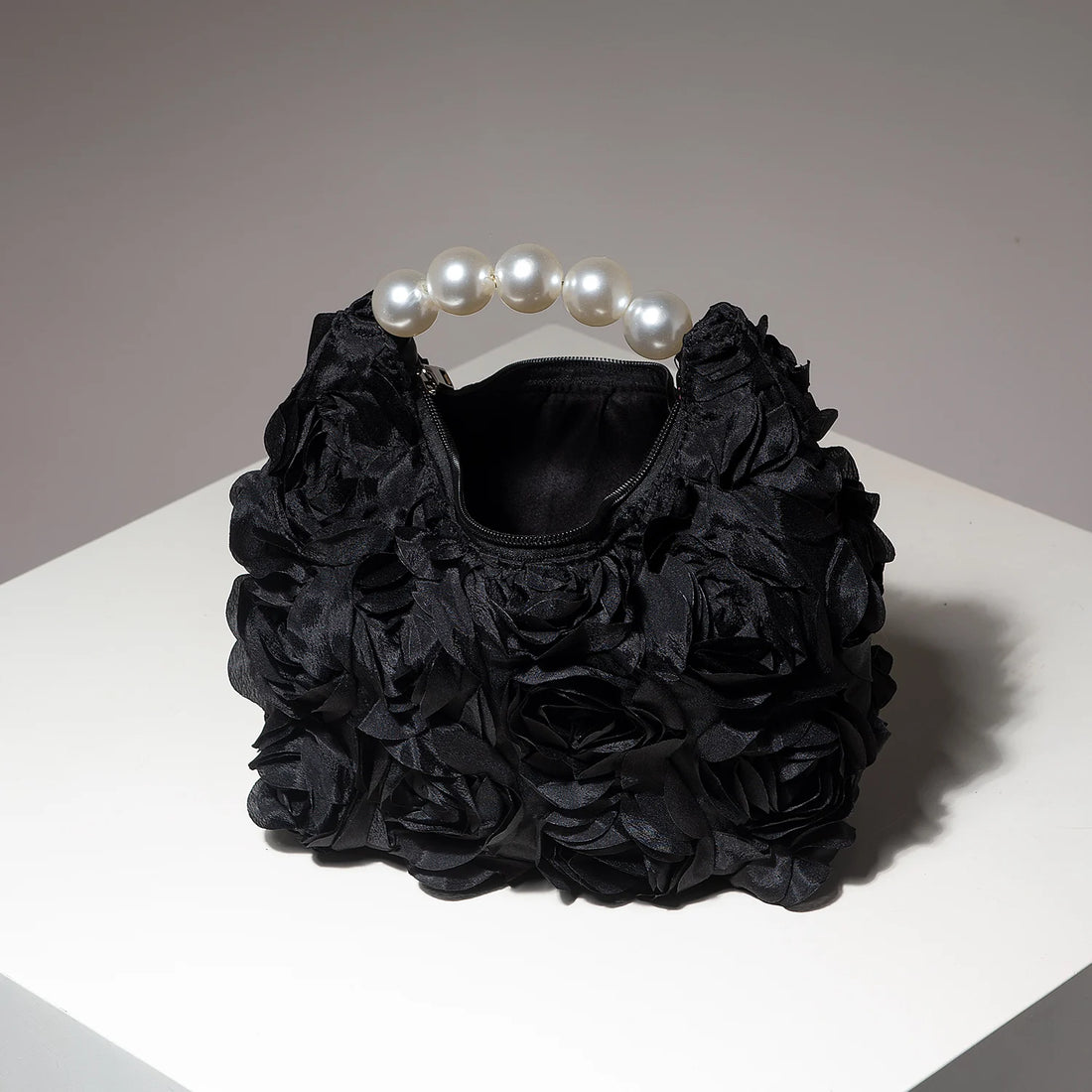 Floral Pearl Half Moon Clutch Bag