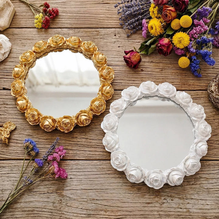 Golden Rose Mirrored Trinket Tray