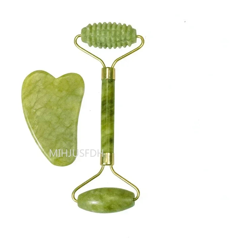 Natural Jade Facial Roller and Gua Sha Set