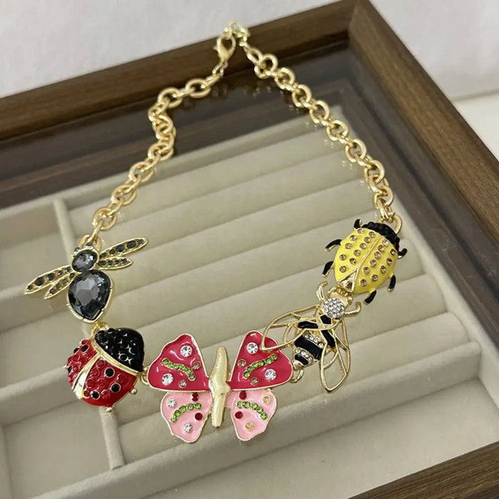 Enamel Butterfly Chunky Chain Necklace