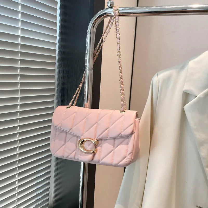 Quilted Gold Chain Flap Crossbody Bag
