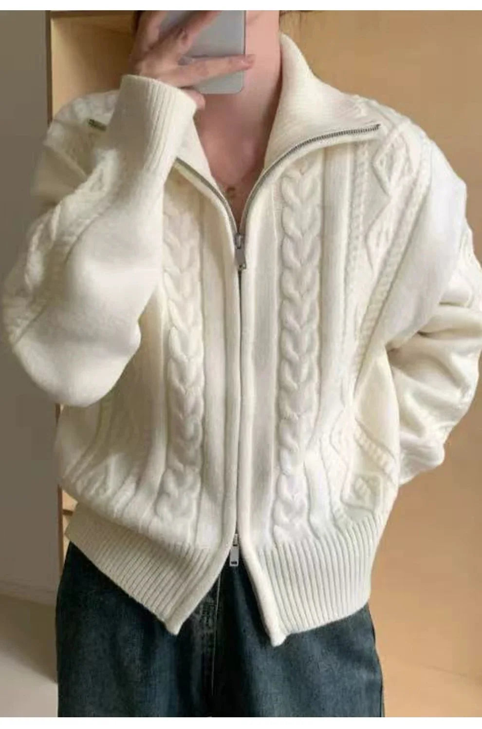 Pure Cashmere Turtleneck Zip Cardigan