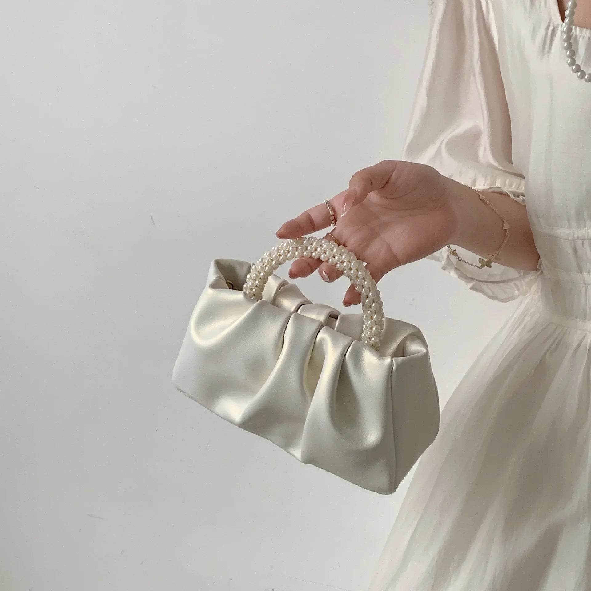 Pearl Handle Evening Clutch Bag
