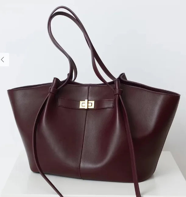 Large Metal Lock Shoulder Tote Bag
