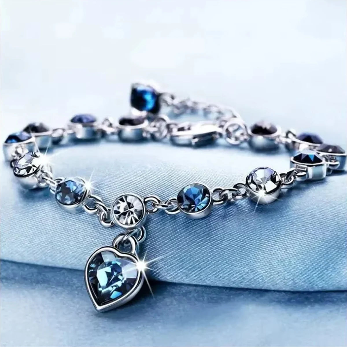 Sterling Silver Lucky Heart Charm Bracelet