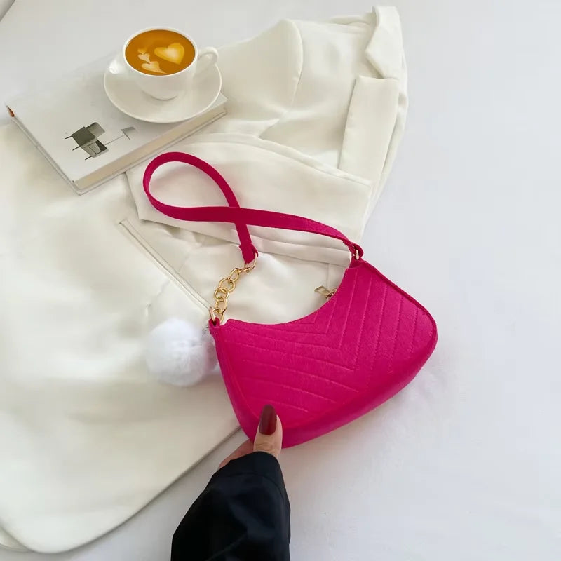 Felt Crescent Underarm Shoulder Bag