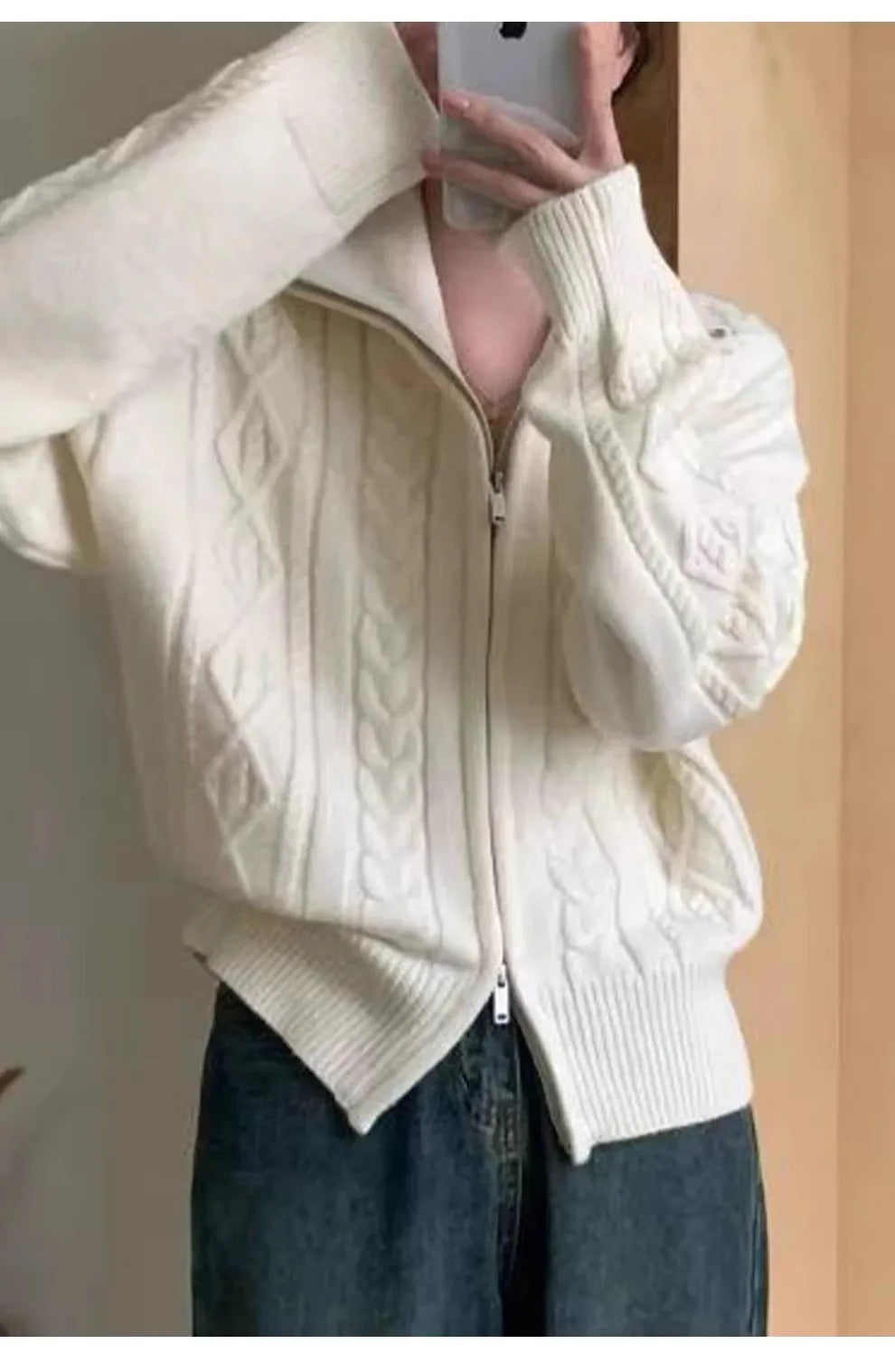 Pure Cashmere Turtleneck Zip Cardigan