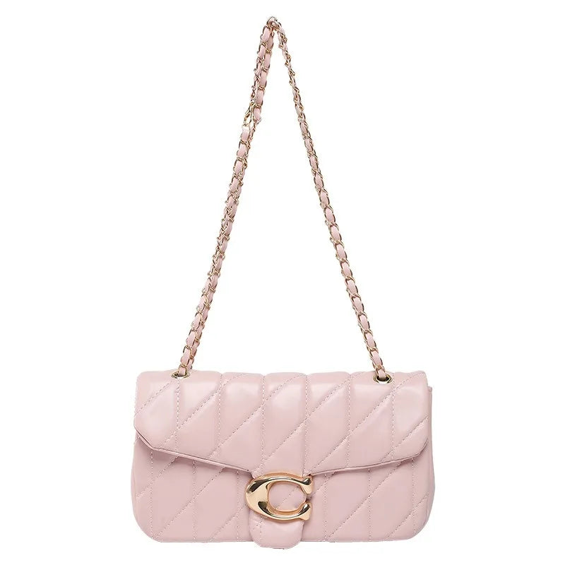 Quilted Gold Chain Flap Crossbody Bag