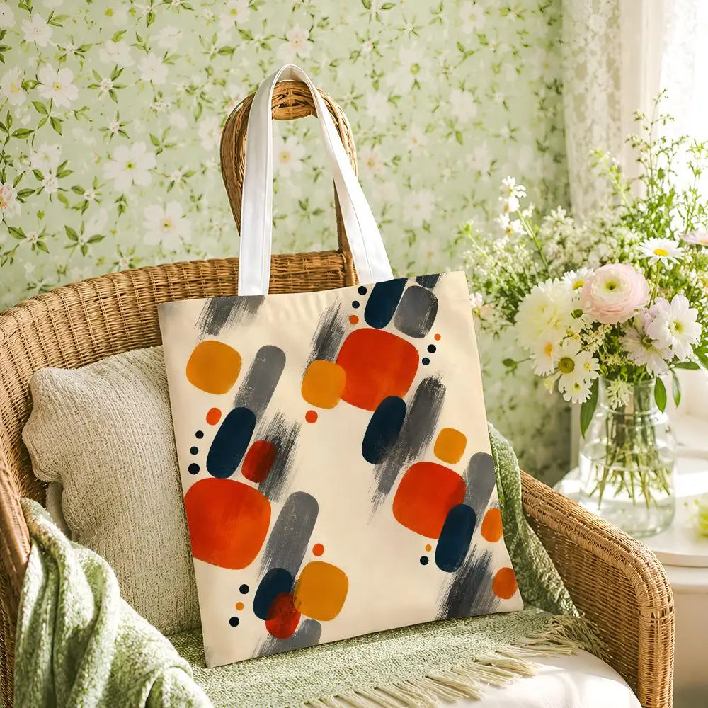 Amber Geo Canvas Shoulder Tote Bag
