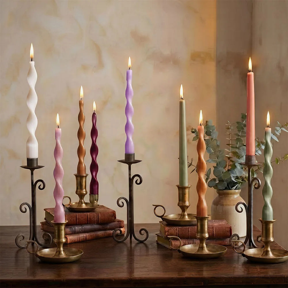 Spiral Twisted Taper Candles, Set of 2