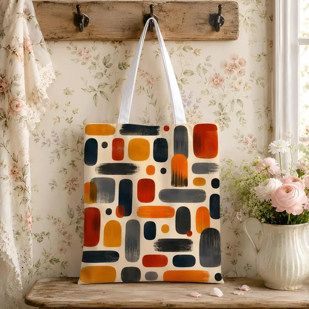 Amber Geo Canvas Shoulder Tote Bag