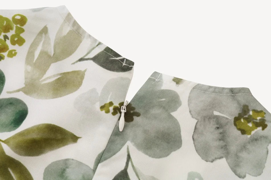 Printed Linen Shirt and Dress Outfit