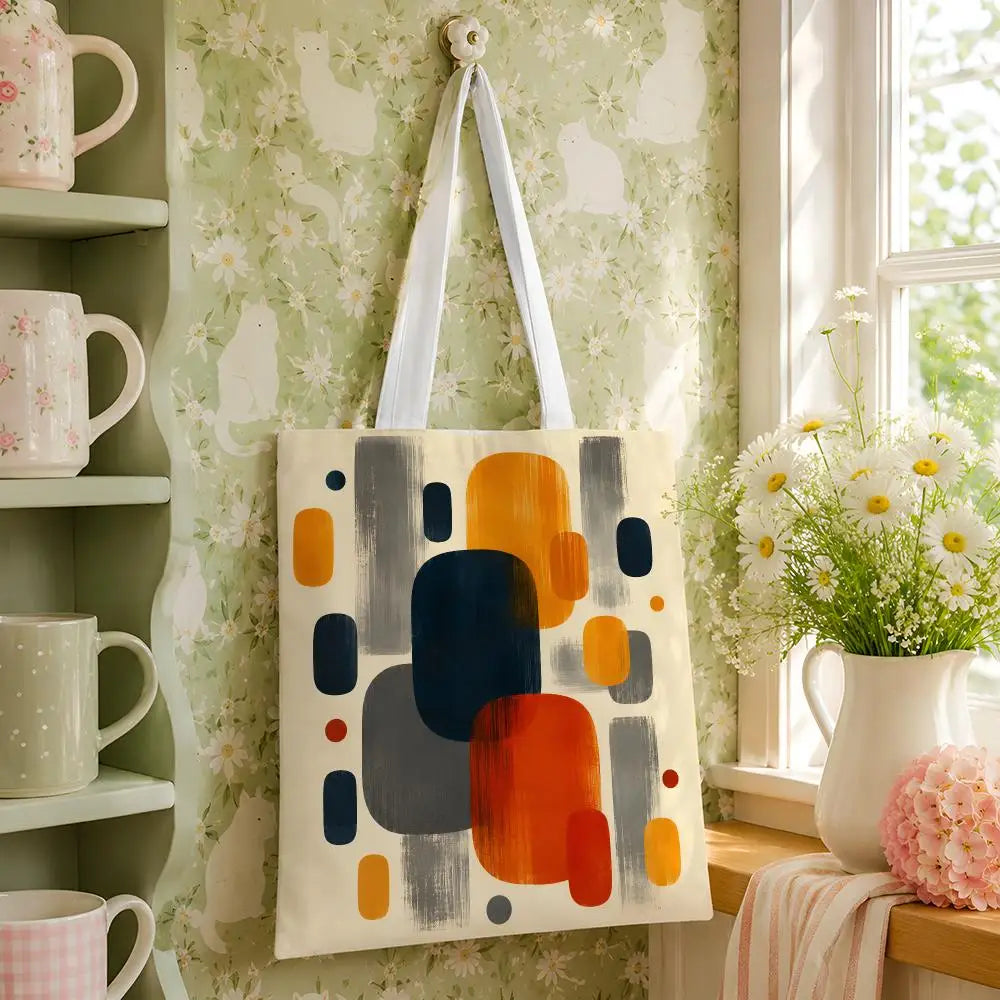 Amber Geo Canvas Shoulder Tote Bag