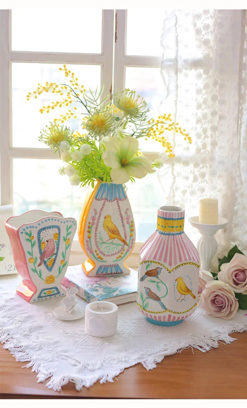Vintage Ceramic Bird Flower Vase