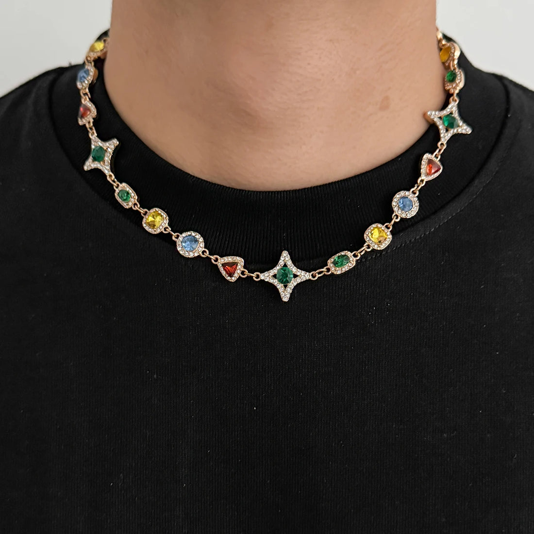 Crystal Chain Necklace and Bracelet Set