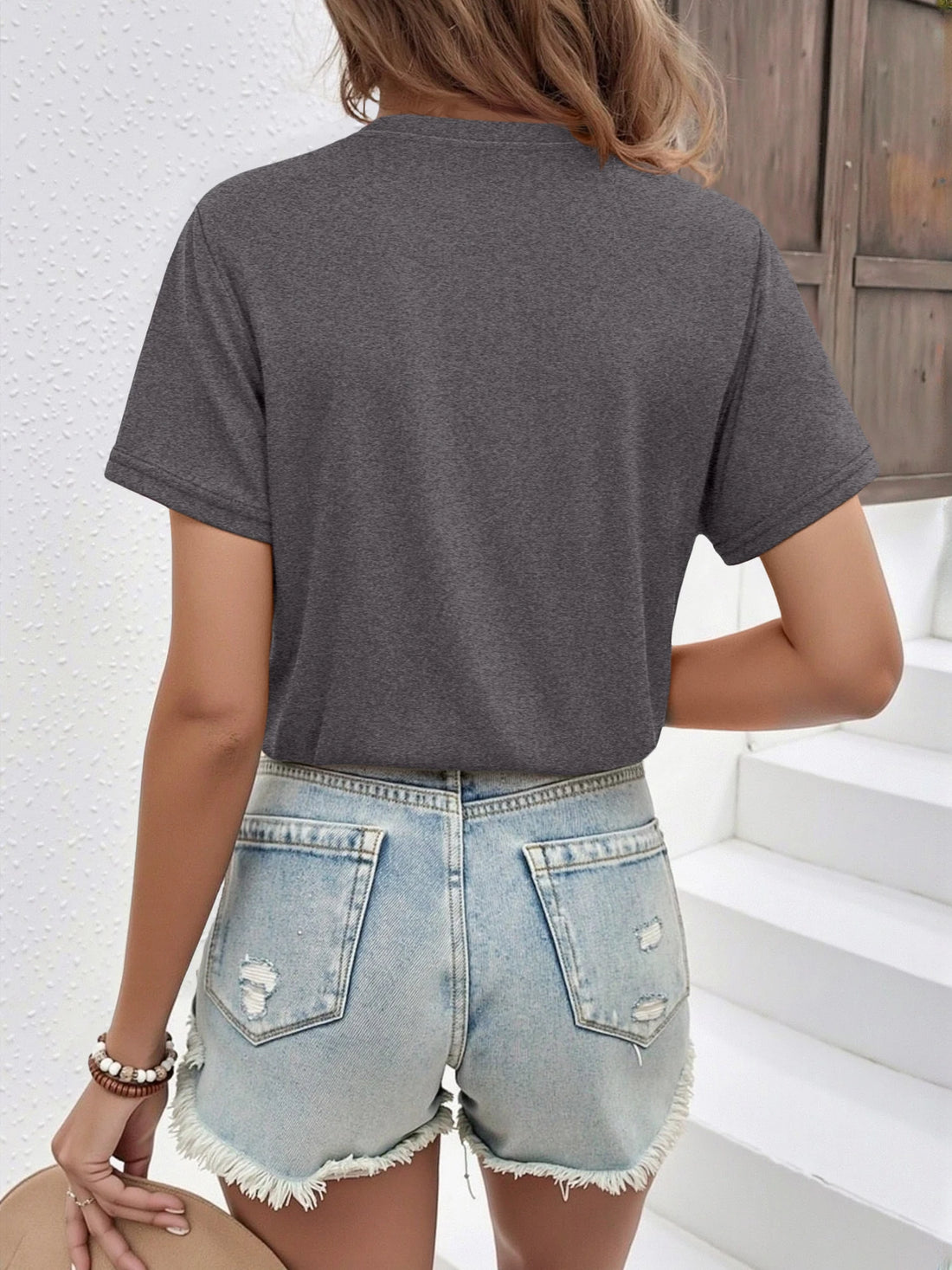 Soft Stretch V Neck Short Sleeve Tee