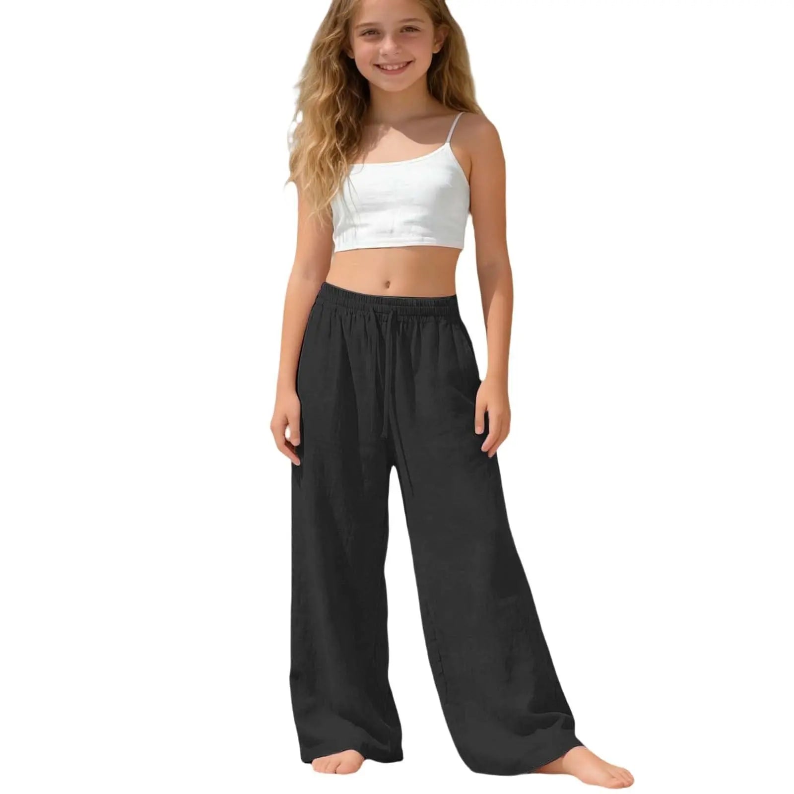 Girls Wide Leg Palazzo Beach Trousers