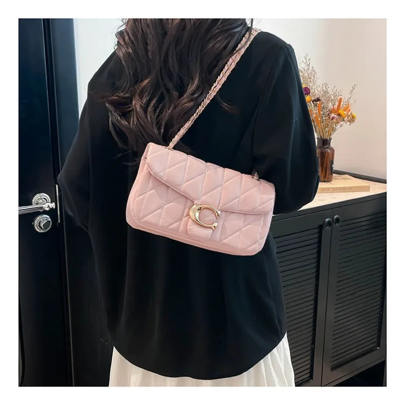 Quilted Gold Chain Flap Crossbody Bag