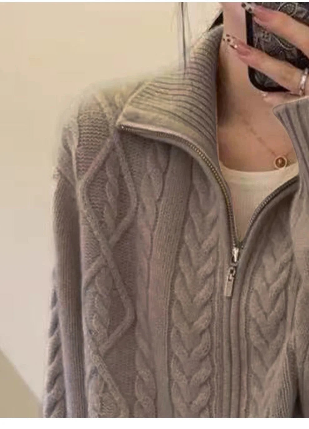 Pure Cashmere Turtleneck Zip Cardigan