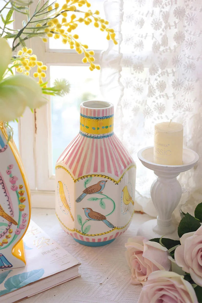 Vintage Ceramic Bird Flower Vase
