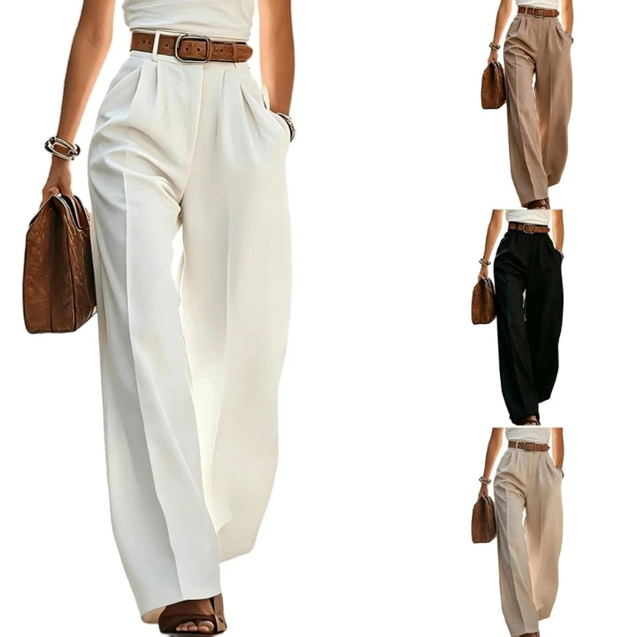 Pleated Wide Leg Suit Trousers