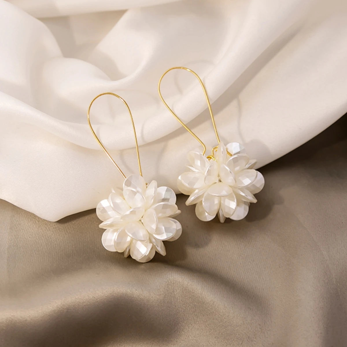 Pearl Petal Ball Drop Earrings