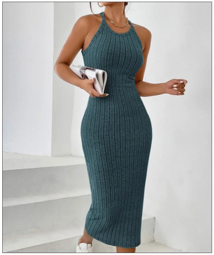 Ribbed Knit Longline Tank Dress