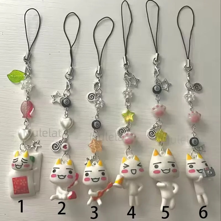 Handmade 3D Cat Phone Charm Keychain