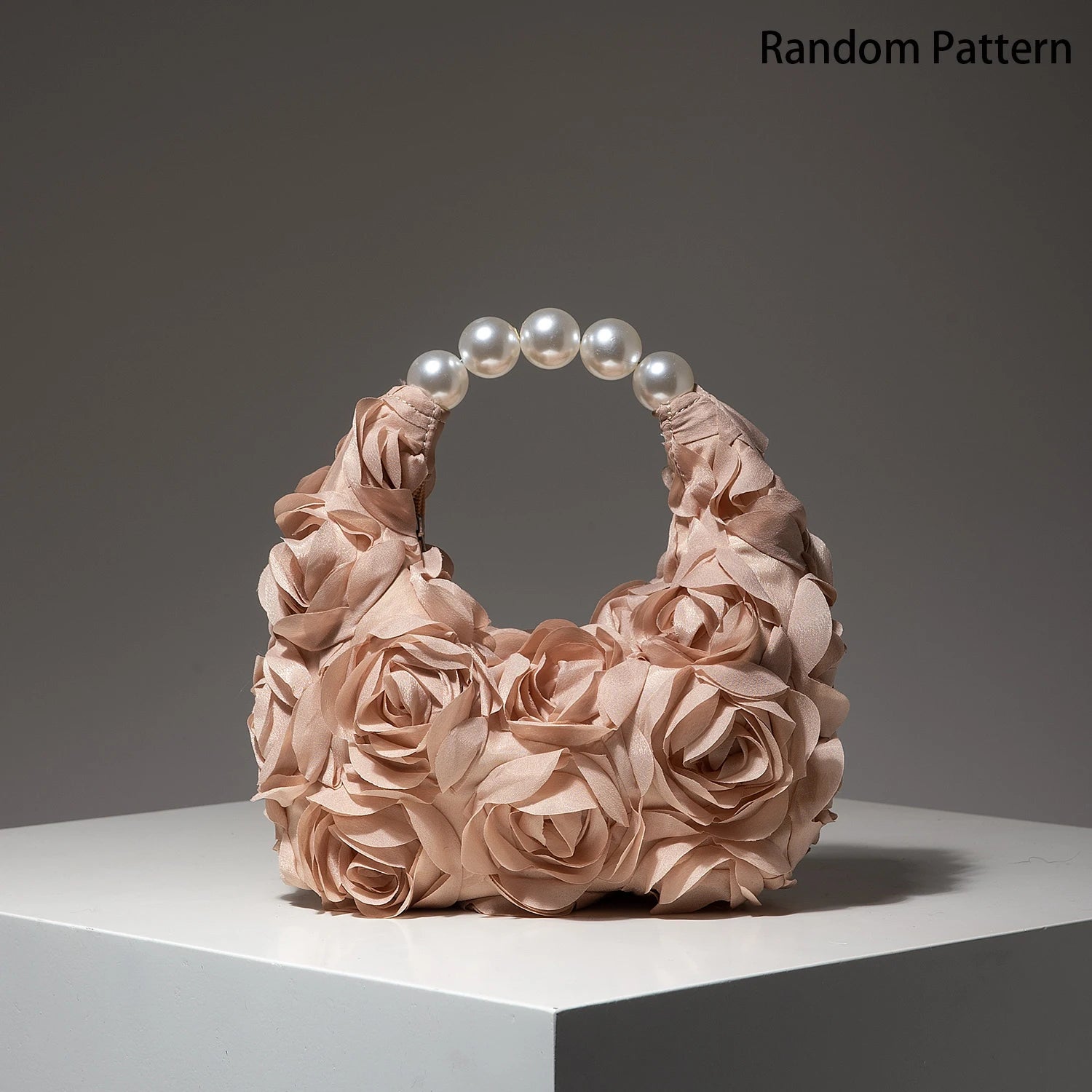 Floral Pearl Half Moon Clutch Bag