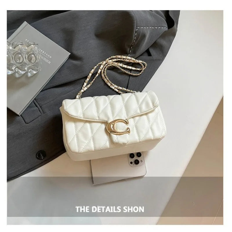 Quilted Gold Chain Flap Crossbody Bag