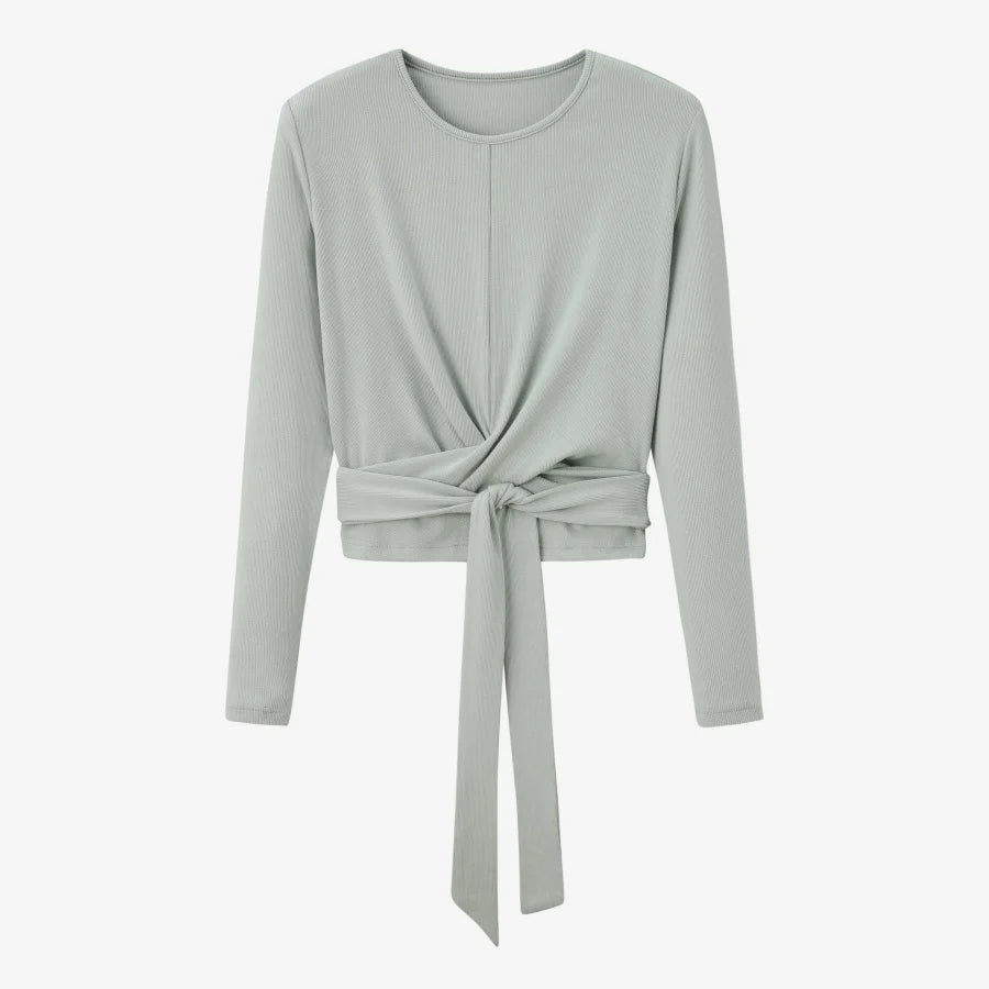 Ribbed Wrap Top and A Line Dress Set