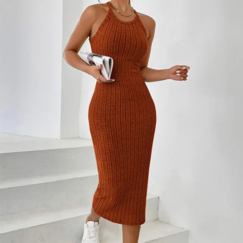 Ribbed Knit Longline Tank Dress