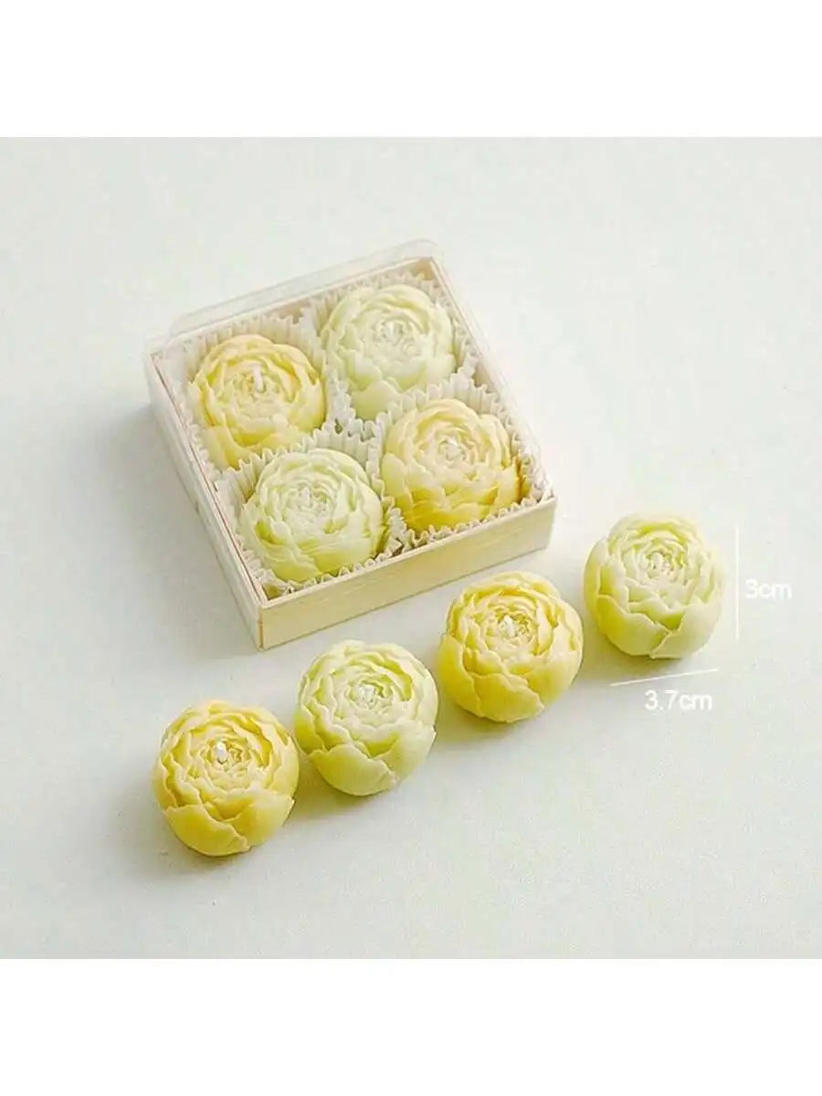 Handmade Rose Bouquet Candles, Set of 4