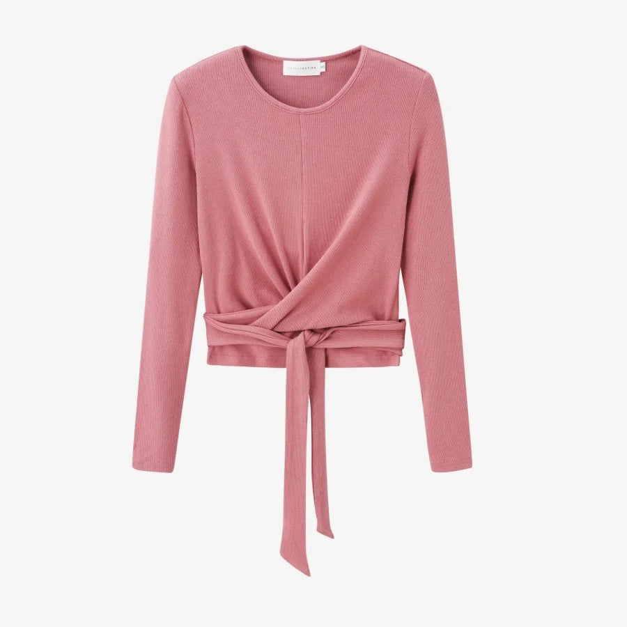 Ribbed Wrap Top and A Line Dress Set