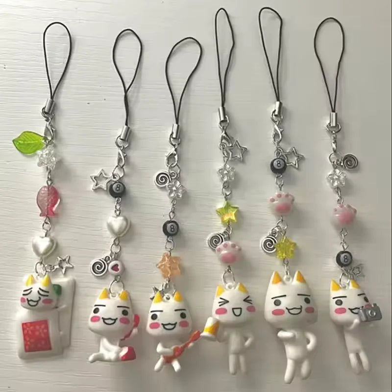 Handmade 3D Cat Phone Charm Keychain