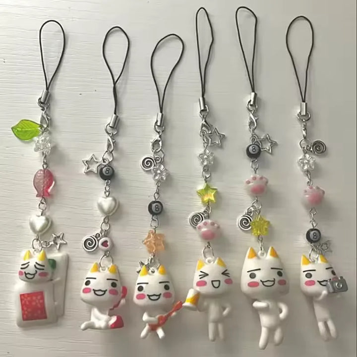 Handmade 3D Cat Phone Charm Keychain